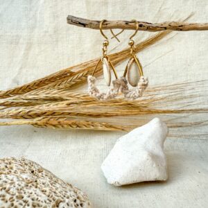 Boucle d'oreilles "Brin de vie" - Golden wram beige