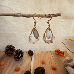 Boucles d'oreilles "Brin de vie" - Golden Wram Beige