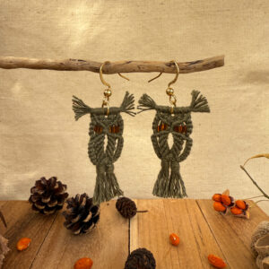 Boucles d'oreille "Noctua" - Kaki