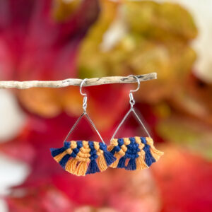 Boucles d'oreilles "Céleste - Eveil" - Bleu Encre & Orange