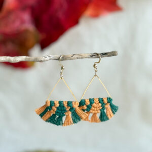 Boucles d'oreilles "Céleste - Eveil" - Orange & Vert Sapin