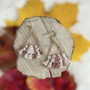 Boucles d'oreilles "Céleste - Eveil" - Mocha Mousse & Beige Doré