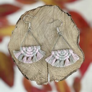 Boucles d'oreilles "Céleste - Eveil" - Rose Pâle & Pâle Olive