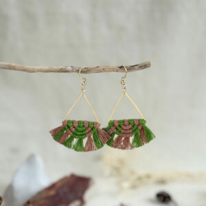 Boucles d'oreilles "Céleste - Eveil" - Vert Mousse & Mocha Mousse