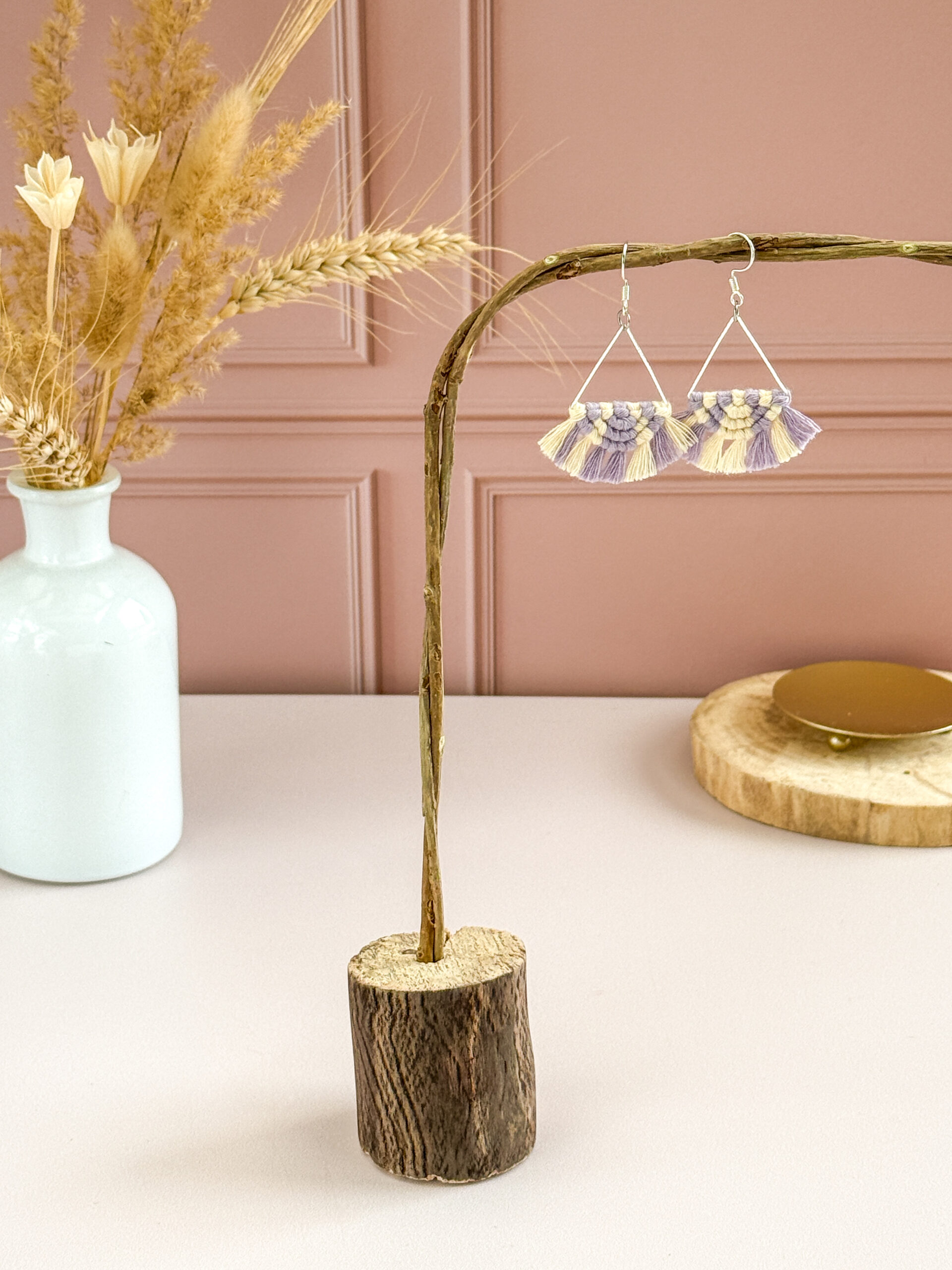 Boucles d'oreilles "Céleste - Eveil" - Lavande & Jaune Beurre – Image 2