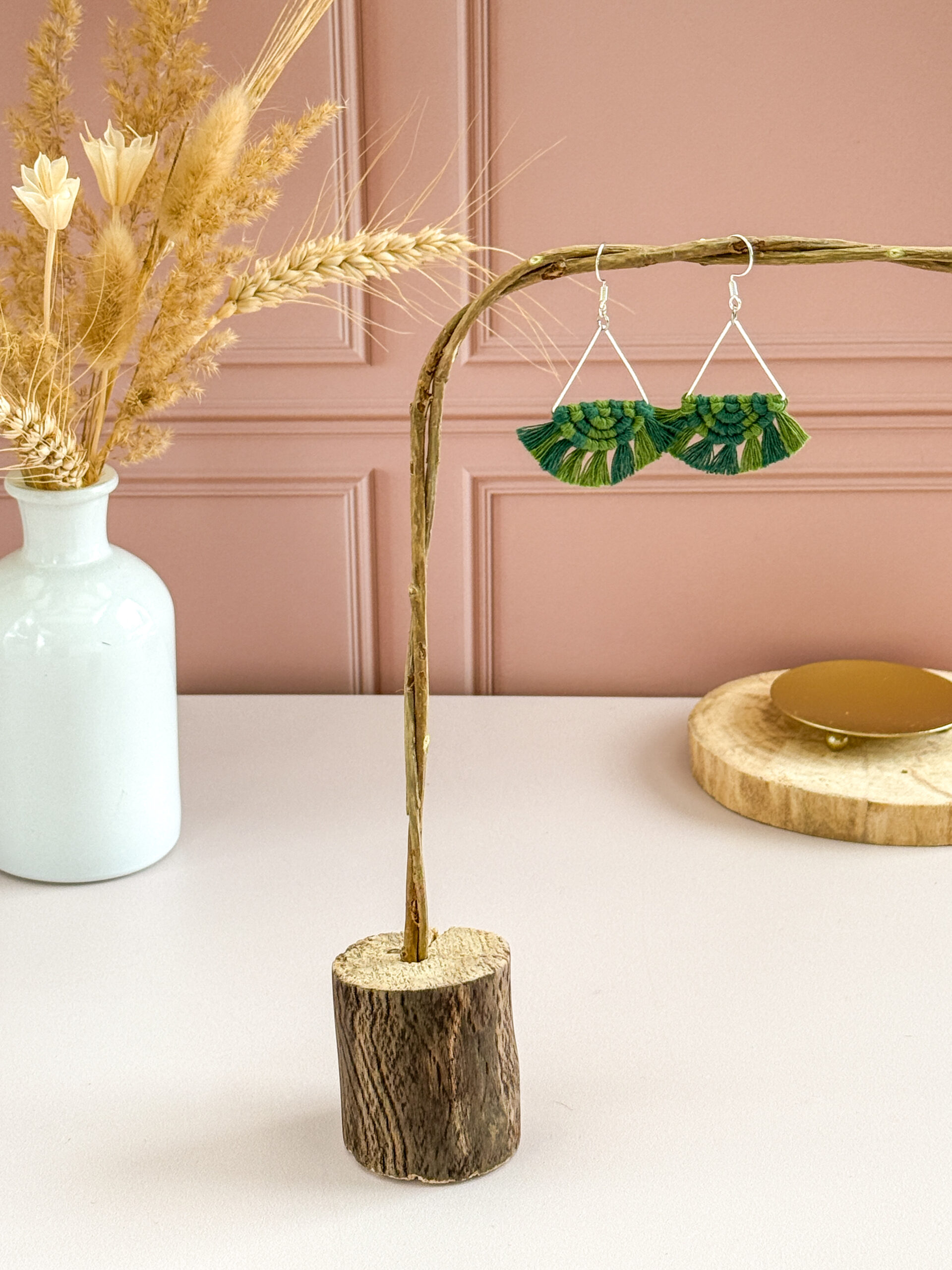 Boucles d'oreilles "Céleste - Eveil" - Vert Sapin & Vert Mousse – Image 2