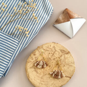 Boucles d'oreilles "Céleste - Eveil" - Mocha Mousse & Beige Doré