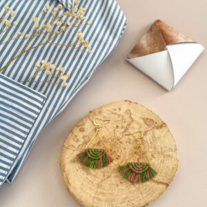 Boucles d'oreilles "Céleste - Eveil" - Vert Mousse & Mocha Mousse