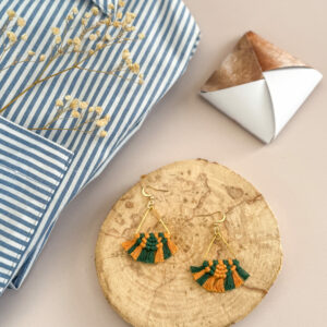 Boucles d'oreilles "Céleste - Eveil" - Orange & Vert Sapin