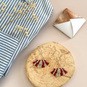 Boucles d'oreilles "Céleste - Eveil" - Vin Rouge & Pâle Olive