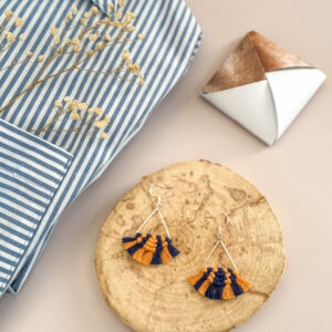 Boucles d'oreilles "Céleste - Eveil" - Bleu Encre & Orange