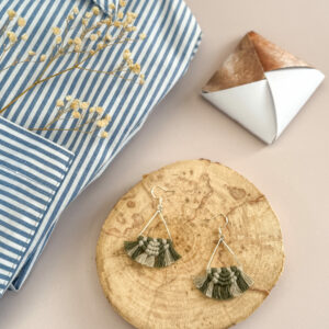 Boucles d'oreilles "Céleste - Eveil" - Avocat & Pâle Olive