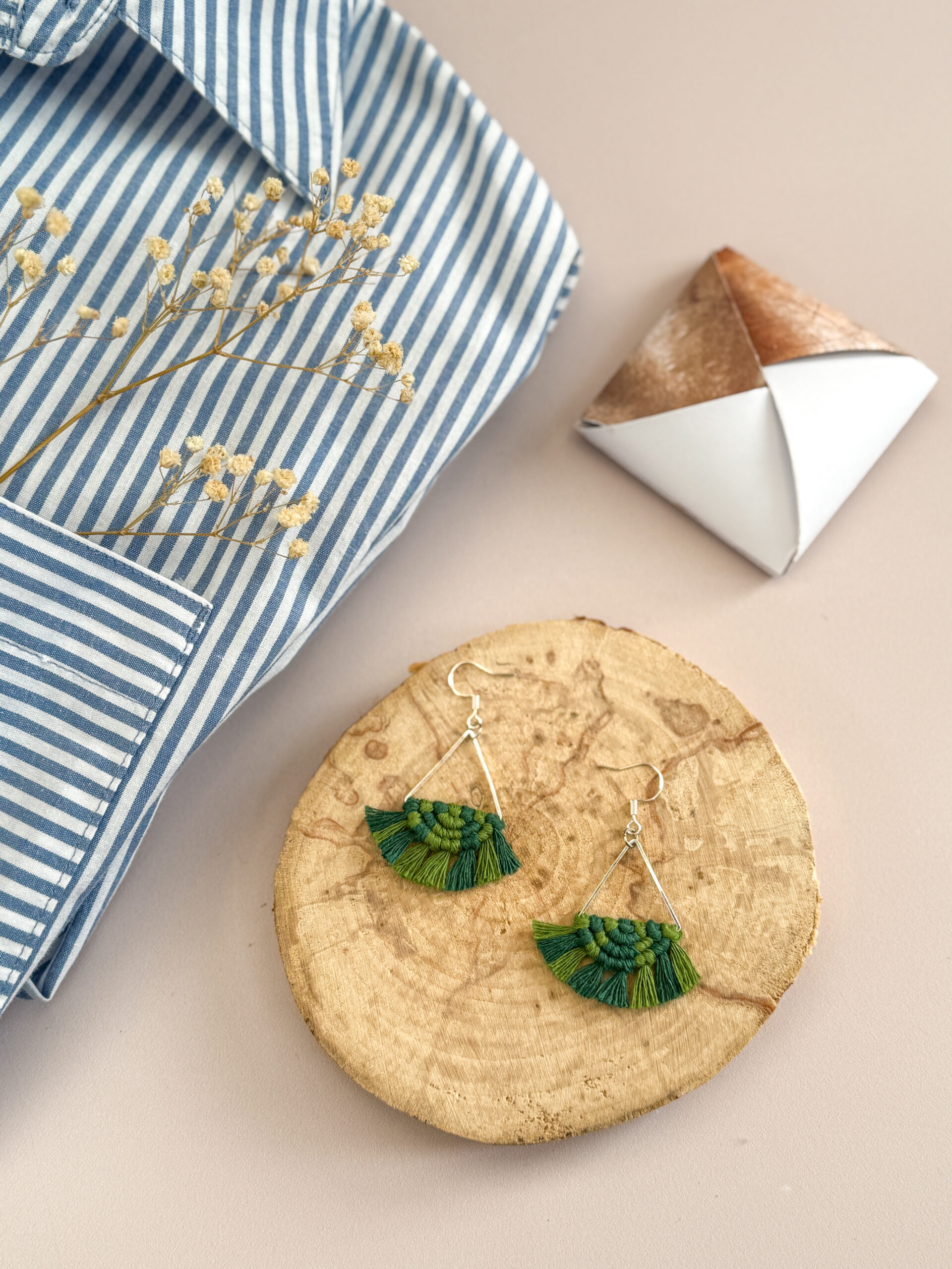 Boucles d'oreilles "Céleste - Eveil" - Vert Sapin & Vert Mousse