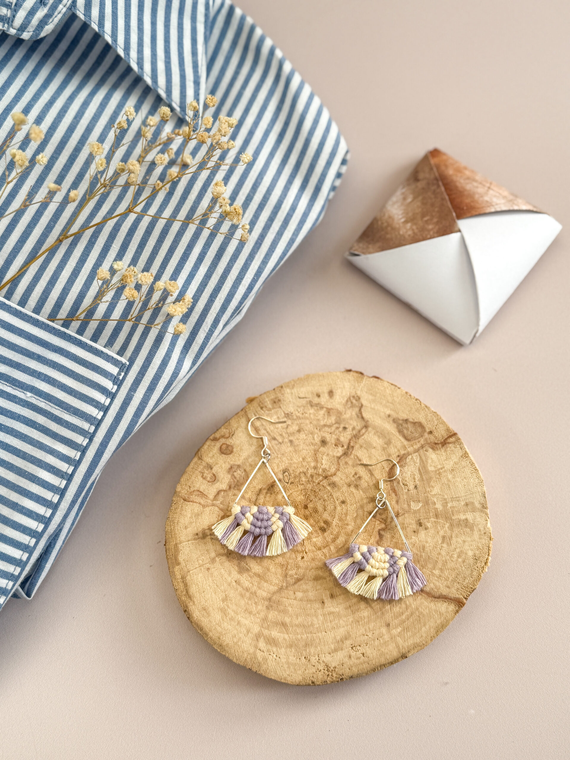 Boucles d'oreilles "Céleste - Eveil" - Lavande & Jaune Beurre