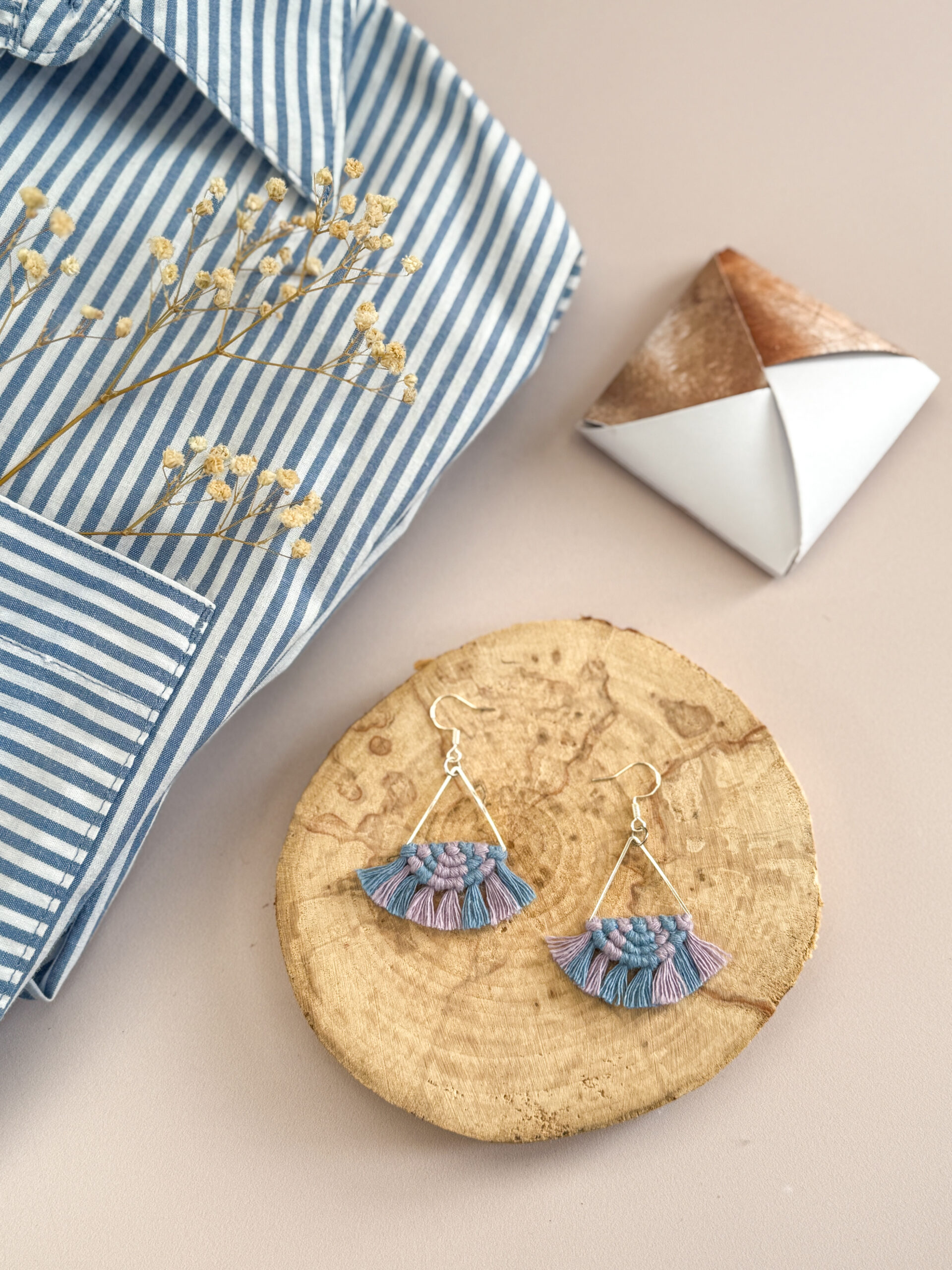 Boucles d'oreilles "Céleste - Eveil" - Bleu parfait & Lavande