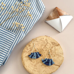 Boucles d'oreilles "Céleste - Eveil" - Bleu Encre & Bleu Parfait