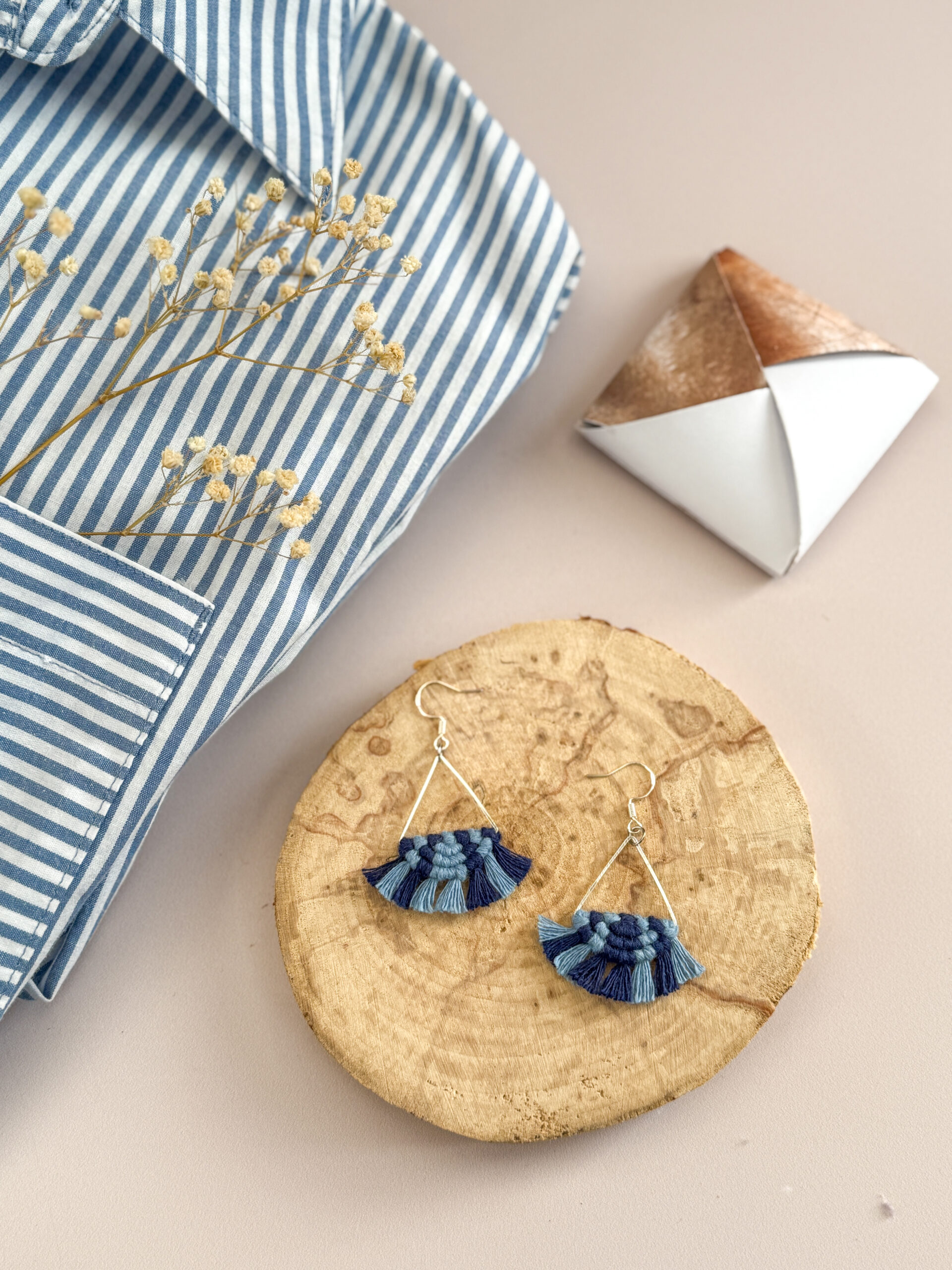 Boucles d'oreilles "Céleste - Eveil" - Bleu Encre & Bleu Parfait