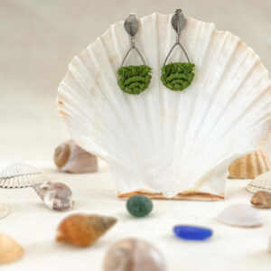 Boucles d'oreilles "Ondine" - Vert Mousse