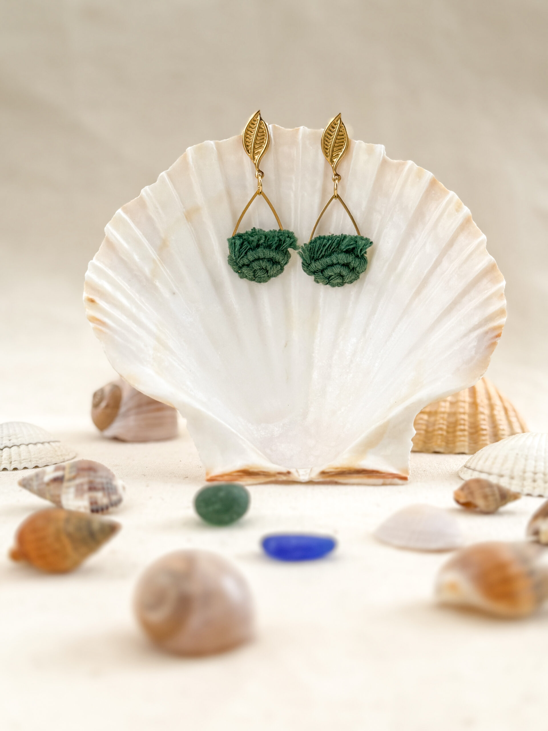 Boucles d’oreilles « Ondine » -Vert Sapin