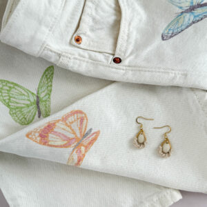 Boucles d'oreilles "Brin de vie" - Beige Doré